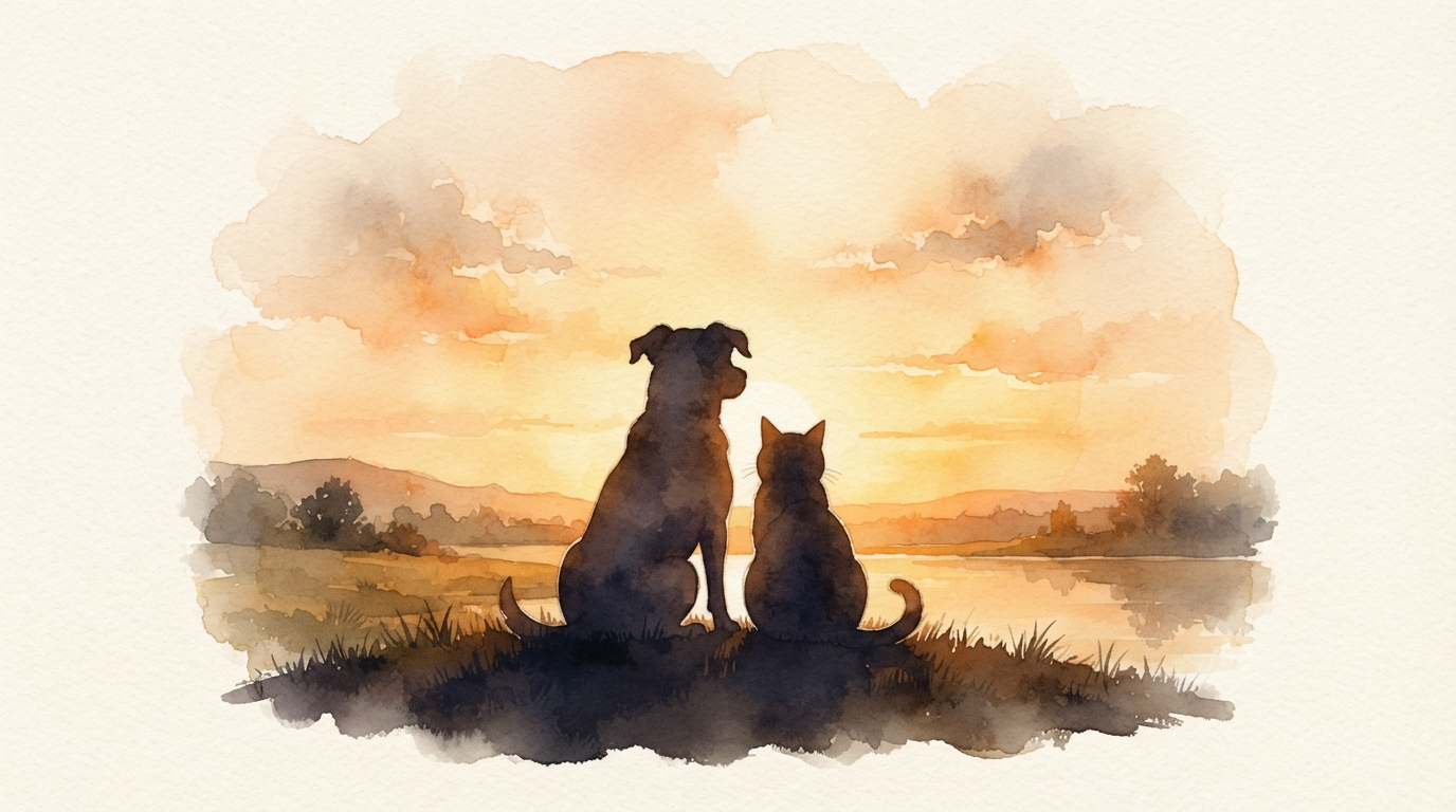 A gentle guide to grieving your pet, with soft illustrations and compassionate text